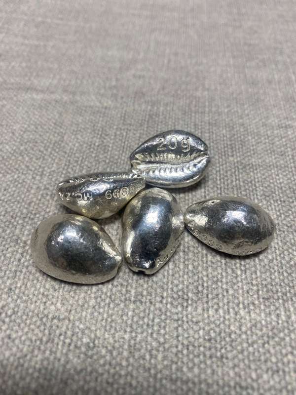 20g 99.9 FINE SILVER SEA SHELLS (x5)