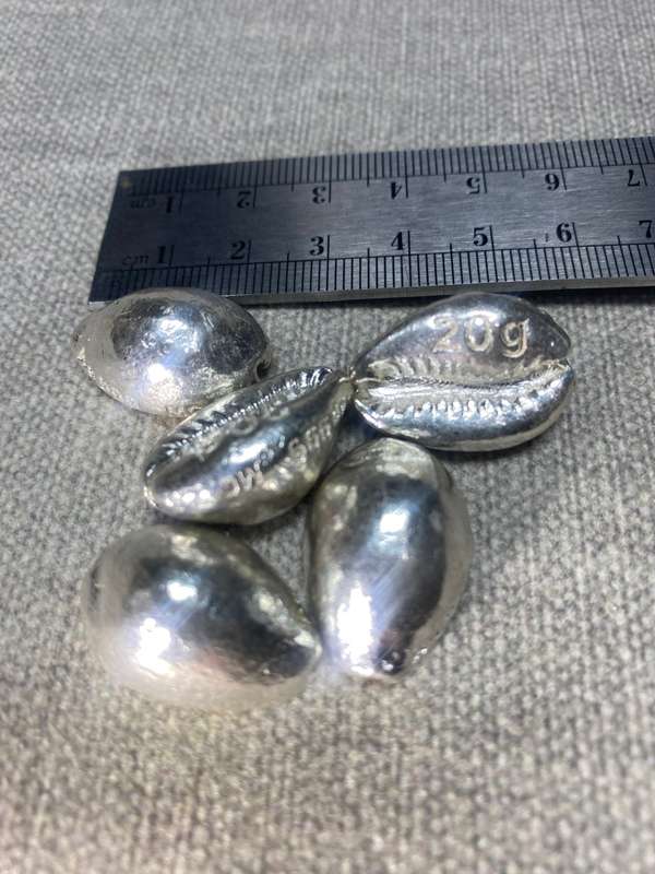 20g 99.9 FINE SILVER SEA SHELLS (x5)