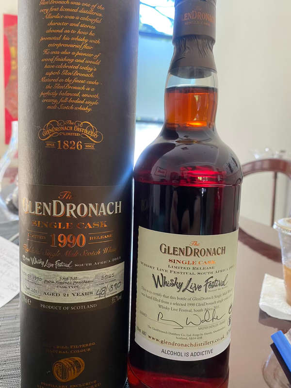 Glendronach 21 Year old Whisky numbered Special Edition numbered 48 of 390