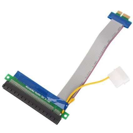 PCIe 1x to 16x Powered Flexible Riser Extender Cable with Molex (Bitcoin Mining / Gaming)