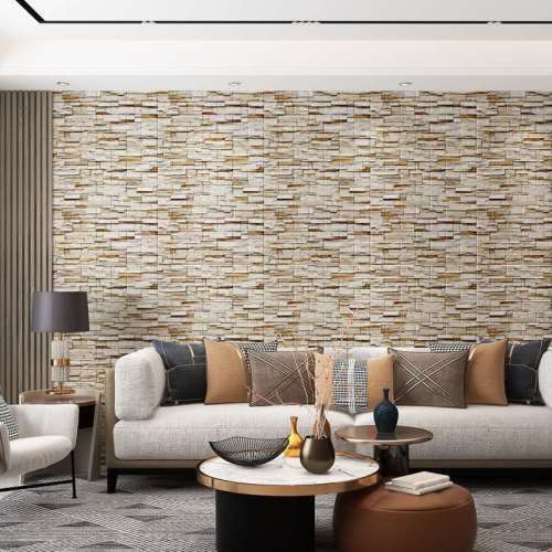 3D Wall Cladding Peel & Stick Self-Adhesive P.E Foam - Gold/Beige