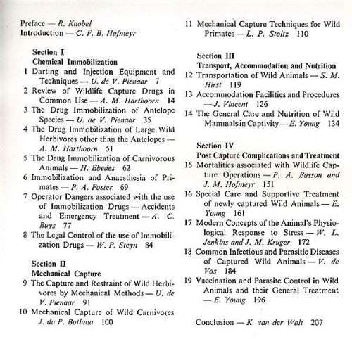 The Capture and Care of Wild Animals: The Work of 18 Veterinary, Medical and Wildlife Experts.
