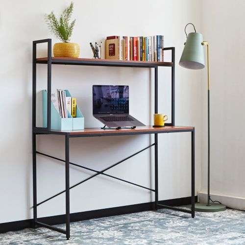 1.2m Office Desktop Shelf - Dark Brown and Black
