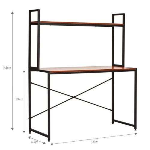 1.2m Office Desktop Shelf - Dark Brown and Black