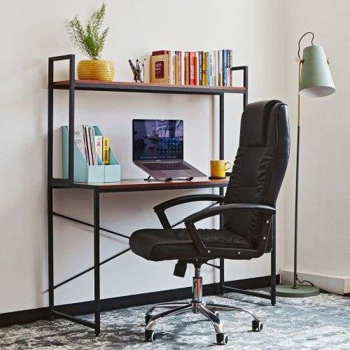 1.2m Office Desktop Shelf - Dark Brown and Black