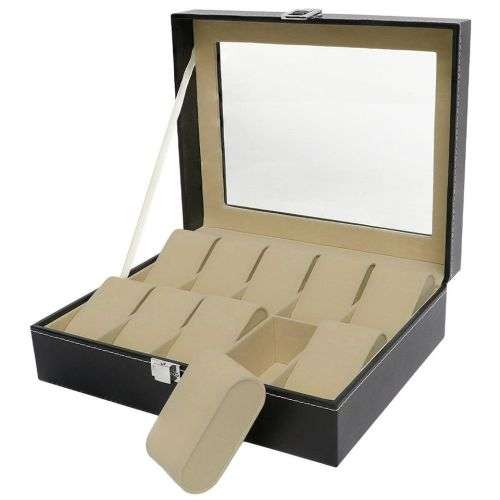 Watch Display Box - Black - 10 Slot