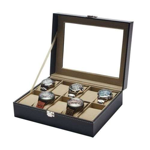 Watch Display Box - Black - 10 Slot