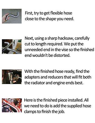 24` Flexible Stainless Steel Upper or Lower Radiator Hose Kit with Chrome Caps (Universal)