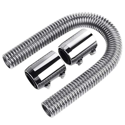 24` Flexible Stainless Steel Upper or Lower Radiator Hose Kit with Chrome Caps (Universal)