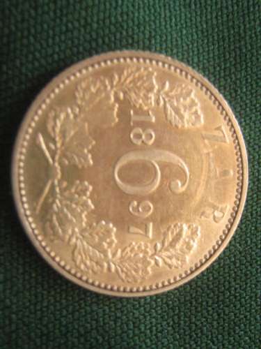 1897 ZAR 6P-Catalog Value R1500.00 in EF ***R1 START** RARE DATE***