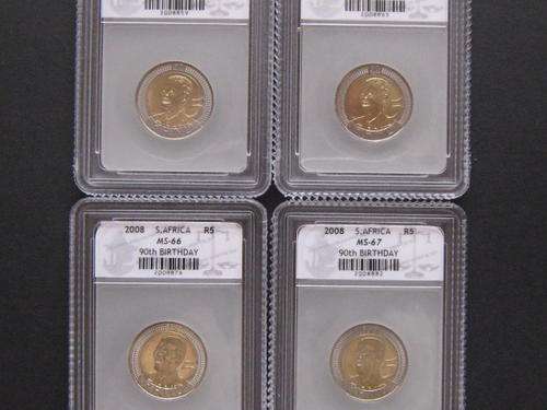 @ R1 START  SUPER SET 4 MINT STATE  GRADED MS 64,65,66,67 MANDELA BIRTHDAY R5 COIN
