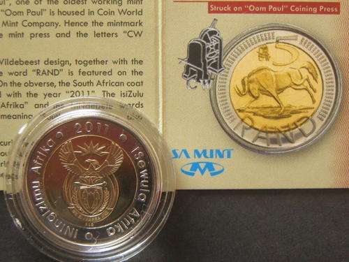 2011 "OOM PAUL" MINTMARK R5 COINS + CERTIFICATE OF AUTHENTICITY &  SA MINT BOX