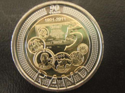 2011 South Africa (1921-2011) 90th Anniversary R5 coins in ZIP-LOCK BAGS
