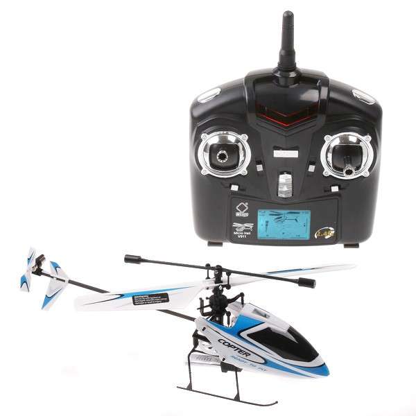 4CH 2.4GHz Mini Radio Single Propeller RC Helicopter Gyro V911 RTF White Blue