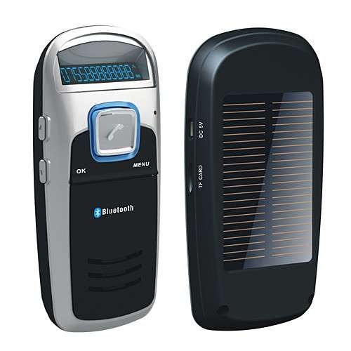Solar Powered Bluetooth Cell Phone Car Kit Handsfree FM