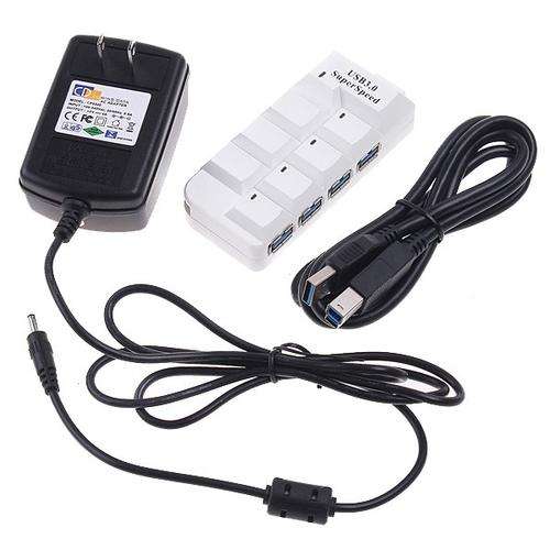 PC Mini USB 3.0 HUB 5Gbps 4 Port Super Speed AC Adapter