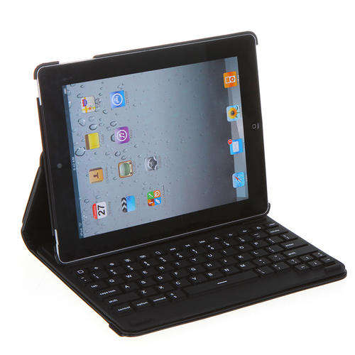 Wireless Bluetooth Keyboard Rotating Case Cover Stand for New ipad 2/3 Black