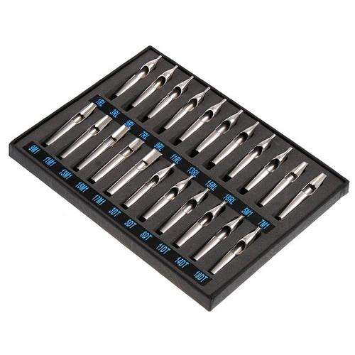 Pro 22 Pcs Sizes Lot 304 Stainless Steel Tattoo Nozzle Tips for Needles Set Kit H8427