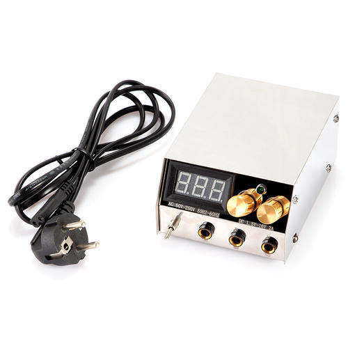 Pro Dual Digital LCD Tattoo Power Supply Stainless Steel + Power Cord Kit US EU