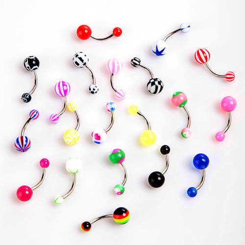 20 X Ball Barbell Curved Navel Belly Button Rings Bar Body Piercing Jewelley H8822