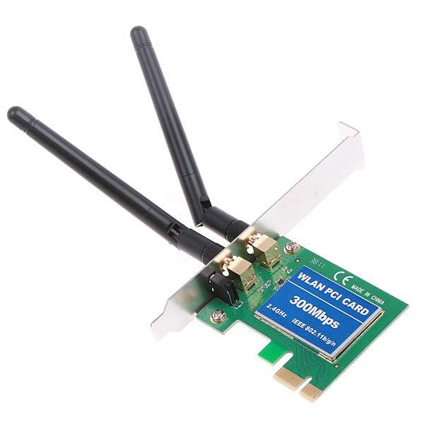 IEEE 802.11b/g/n PCI-E 300Mbps Wireless LAN Card WiFi Network Two Detachable Antenna C1278