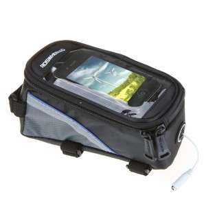 Bike Bicycle Frame Front Tube Bag for Cell Phone 4.8Ã¢ÂÂ PVC Blue With Headset Jack h9401
