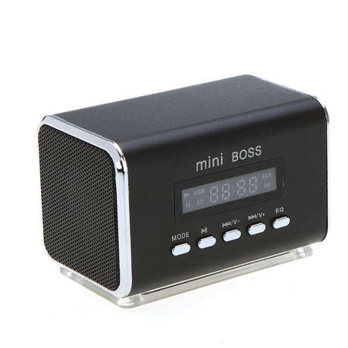 Stylish Mini Speaker MP3 Player Amplifier Micro SD TF Card USB Disk FM Radio Black V369B