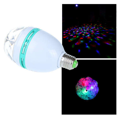 RGB 3W E27 Full Color Mini Stage DJ Lamp Light Crystal Auto Rotating LED Bulb H9182