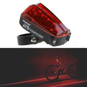 5 LED 2 Lasers Bike Red Flash Tail Rear Light Lamp Bicycle Safety Caution   H9268