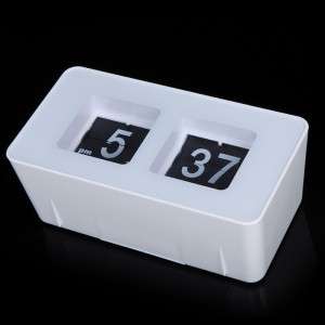 Retro Auto Flip Clock Classic Stylish Modern Desk Wall Clock WHITE H9444W
