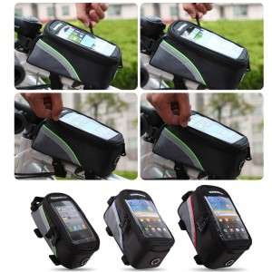 Bike Bicycle Frame Front Tube Bag Transparent PVC with Audio Extension Line for 4.2" Cellphone h9518