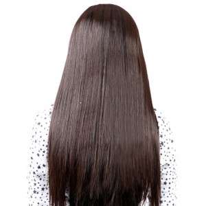 Stylish Long Straight Hair Wig Hairpiece Heat Resistant Fiber Black   w035b