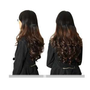 Stylish Long Curly Hair Wig Hairpiece Heat Resistant Fiber Brown w034br