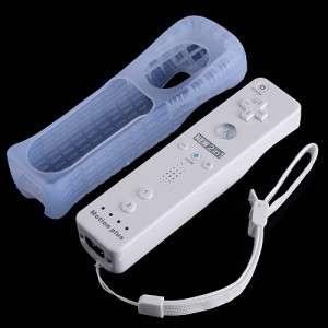 2 in 1 Remote Controller Built-in Motionplus Silicone Case Wristlet for Wii   f1324
