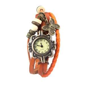 Retro Male Female Wrist Watch Bracelet Leather Strap Knit Wrap Around Quartz h9730c