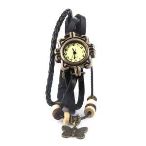 Retro Male Female Wrist Watch Bracelet Leather Strap Knit Wrap Around Quartz h9730B