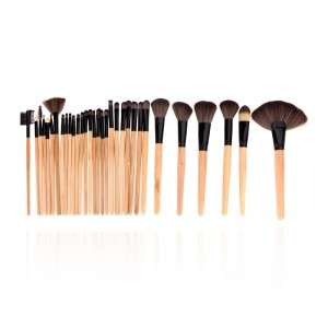 Wood 32Pcs Makeup Brushes Kit Professional Cosmetic Make Up Set + Pouch Bag Case   H10073