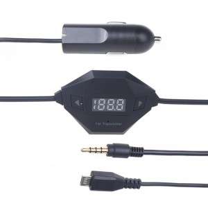 3.5mm Audio Micro USB FM Transmitter + Car Charger for Samsung Galaxy HTC Motorola Android k1098
