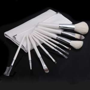9pcs Pro Makeup Brush Set Cosmetic Brush Kit with Folding Case White h10542