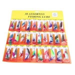 30Pcs Assorted Minnow Fishing Lures of Feather Metal Hook Hard Bait Tackle H10620