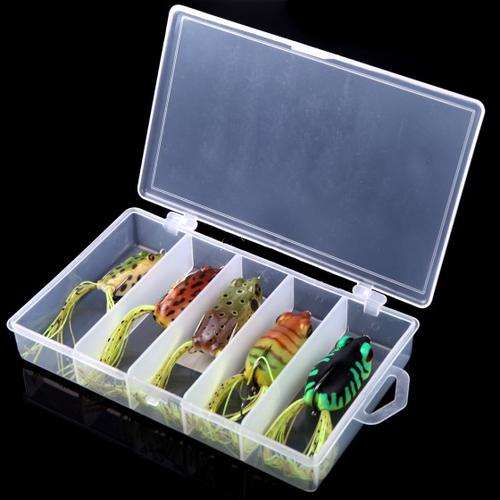 5pcs Frog Lure Fishing Soft Hook Bait with Box h10473