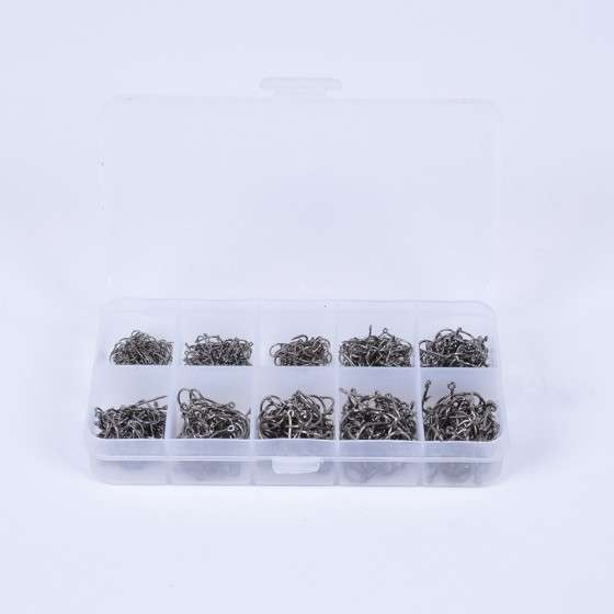 600pcs Fish Jig Hooks with Hole Fishing Tackle Box 3# -12# 10 Sizes Carbon Steel h10968