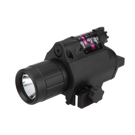 Compact Tactical Flashlight Torch & Red Laser Sight Combo with Rail Mount for Hunting Game Outdoor #