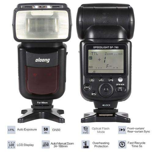 Oloong SP-780 Automatic Manual Zoom Electronic Wireless Speedlite Speedlight Flash Light Lamp i-TTL