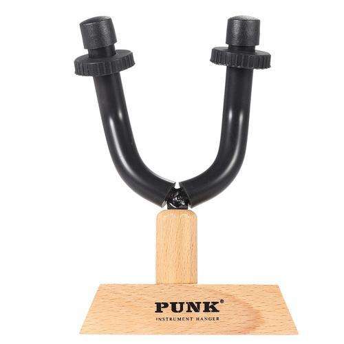 Guitar Wall Mount Hanger Metal Rack Hook W/ Rubber Sheath Wooden Base for Guitar Bass Violin Mandoli