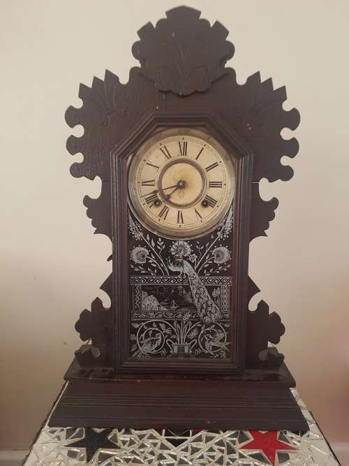 ANTIQUE ANSONIA GINGERBREAD CLOCK MISSING PENDULUM BUT WORKING