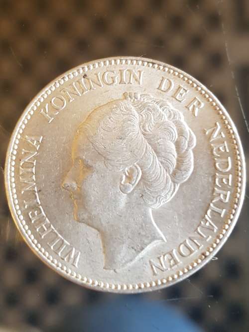 1940 Netherlands Kingdom w Queen WILHELMINA Silver 1 Gulden Coin