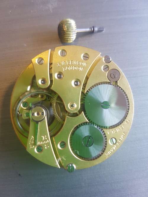 J.W BENSON POCKET WATCH MOVEMENT COMPLETE Working