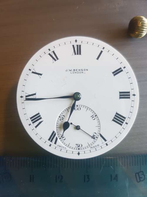 J.W BENSON POCKET WATCH MOVEMENT COMPLETE Working