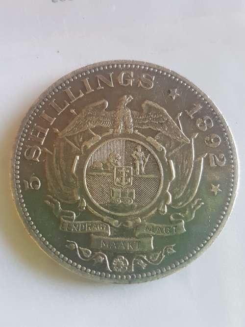 1892 ZAR 5 SHILLING SINGLE SHAFT NICE CONDITION